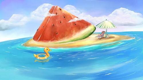 沙滩上吃瓜群众,夏日里的欢乐时光